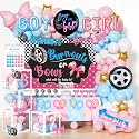 Hombae Burnouts or Bows Gender Reveal Decorations Kit - 171 Pcs Boy or Girl Gender Reveal Party Supplies with Backdrop, Balloons &amp; Confetti for Baby Shower