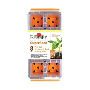 burpee superseed windowsill seed starting tray  8 xl cell  seed starter tray  reusable amp dishwasher safe  window garden starting kit  orange
