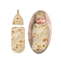 Burrito Taco Tortilla Newborn Swaddle Blanket with Beanie Set, Soft and Stretchy Swaddlling Blanket Funny Gift for Boy and Girl Shower
