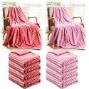 Buryeah 50 x 60 Inches Fleece Throw Blanket Soft Cute Warm Plush Flannel Fluffy Blankets for Wedding Sofa Couch Bed Seasons Employee Appreciation Gifts Bulk(Pink,10 Pack)