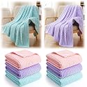 Buryeah 50 x 60 Inches Fleece Throw Blanket Soft Cute Warm Plush Flannel Fluffy Blankets for Wedding Sofa Couch Bed Seasons Employee Appreciation Gifts Bulk(Pink,Purple,Blue,6 Pack)