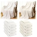 Buryeah 50 x 60 Inches Fleece Throw Blanket Soft Cute Warm Plush Flannel Fluffy Blankets for Wedding Sofa Couch Bed Seasons Employee Appreciation Gifts Bulk(White,Beige,6 Pack)