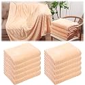 Buryeah 50 x 60 Inches Fleece Throw Blanket Soft Cute Warm Plush Flannel Fluffy Blankets for Wedding Sofa Couch Bed Seasons Employee Appreciation Gifts Bulk(Light Beige,10 Pack)