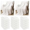 Buryeah 50 x 60 Inches Fleece Throw Blanket Soft Cute Warm Plush Flannel Fluffy Blankets for Wedding Sofa Couch Bed Seasons Employee Appreciation Gifts Bulk(White,24 Pack)