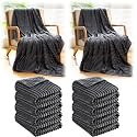 Buryeah 50 x 60 Inches Fleece Throw Blanket Soft Cute Warm Plush Flannel Fluffy Blankets for Wedding Sofa Couch Bed Seasons Employee Appreciation Gifts Bulk(Gray,10 Pack)
