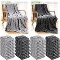 Buryeah 50 x 60 Inches Fleece Throw Blanket Soft Cute Warm Plush Flannel Fluffy Blankets for Wedding Sofa Couch Bed Seasons Employee Appreciation Gifts Bulk(Dark Gray, Light Gray,24 Pack)