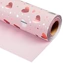 Burymento Gold Foil Heart Wrapping Paper, Reversible Pink Gift Wrap for Birthday, Valentines, Mothers day, Graduation, Wedding, Fathers day, Baby Shower, Christmas (17in x 32.8ft)