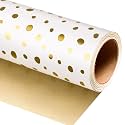 Burymento Golden Lrregular Dots Wrapping Paper, Reversible Gold Gift Wrap for Birthday, Valentines, Mothers day, Graduation, Wedding, Fathers day, Baby Shower, Christmas (Mini Roll, 17in x 32.8ft)