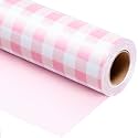 Burymento Pink Checkerboard Wrapping Paper, Gift Wrap for Birthday, Valentines, Mothers day, Graduation, Wedding, Fathers day, Baby Shower, Christmas (17in x 32.8ft)