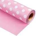Burymento Pink and White Dots Wrapping Paper, Reversible Pink Gift Wrap for Birthday, Valentines, Mothers day, Graduation, Wedding, Fathers day, Baby Shower, Christmas (17in x 32.8ft)