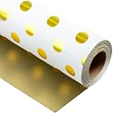 Burymento Platinum Dots Wrapping Paper, Reversible Gold Gift Wrap for Birthday, Valentines, Mothers day, Graduation, Wedding, Fathers day, Baby Shower, Christmas (17in x 32.8ft)