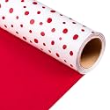 Burymento Red Lrregular Wave Point Wrapping Paper, Reversible Gold Gift Wrap for Birthday, Valentines, Mothers day, Graduation, Wedding, Fathers day, Baby Shower, Christmas (17in x 16.4ft)