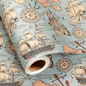 Burymento Vintage Nautical Map Wrapping Paper Roll