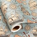 Burymento Vintage Nautical Map Wrapping Paper Roll