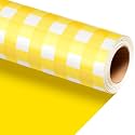 Burymento Yellow Checkerboard Wrapping Paper, Yellow Gift Wrap for Birthday, Valentines, Mothers day, Graduation, Wedding, Fathers day, Baby Shower, Christmas (17in x 32.8ft)