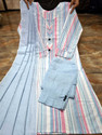 BUSHI Striped Kurta TrouserPant Dupatta Set