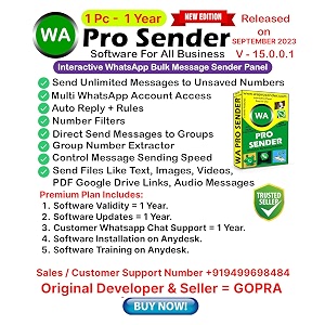 business bulk whatsapp sender - work with beta mode amp normal mode- latest version april 2022 - 1 user - 1 year  send videos alsooriginal seller of this product - gopra
