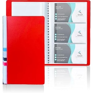 business card organizer business card holder book portable business card binder file sleeve storage business card holders name card holder for men amp women red 120 pocket