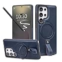 Butaiga for Samsung Galaxy S22 Ultra Case Leather with Stand, Navy