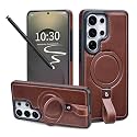 Butaiga for Samsung Galaxy S23 Ultra Case Leather with Stand, Cocoa