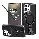 Butaiga for Samsung Galaxy S24 Ultra Case Leather with Stand, Black