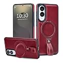 Butaiga for Samsung Galaxy S25 Edge Case Leather with Stand, Burgundy