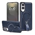 Butaiga for Samsung Galaxy S25 Edge Case Leather with Stand, Navy