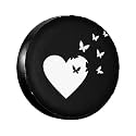 Butterflies Fly Gold Heart Glitter Spare Tire Cover Wheel Protectors Dust-Proof Wheel Tire Cover Fit Trailer, Rv, Sand Many Vehicle 17inch