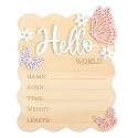 Butterfly Daisy Hello Worid Board - Little Butterfly Birth Announcement Sign, Wooden Hello World Card for Hospitals, Newborn Birth Information Record Board, Daisy Nursery Decorations Photo Props