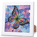 Butterfly Diamond Art Painting Kits for Kids with Frame Ages 6-12 (7x7 in)