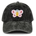Butterfly Hats for Girls Boys Age 3-10, Adjustable Washed Vintage Embroidered Kids Baseball Cap