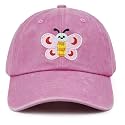 Butterfly Hats for Girls Boys Age 3-10, Adjustable Washed Vintage Embroidered Kids Baseball Cap