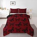 Butterfly Kids Bedding Sets Exotic Butterflies Silhouette Animal Reversible Comforter for Boys Gothic Style Red Black Quilt Set Soft Duvet Insert,1 Pillowcase Toddler Size