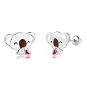 Butterfly Ladybug Unicorn Sloth Flamingo Dog Cat Turtle Angel Koala Daisy Panda Stud Earrings for Girls Women - Sterling Silver Hypoallergenic Animal Earrings with Secure Screw Backs