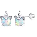 Butterfly Ladybug Unicorn Sloth Flamingo Dog Cat Turtle Angel Koala Daisy Panda Stud Earrings for Girls Women - Sterling Silver Hypoallergenic Animal Earrings with Secure Screw Backs