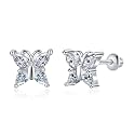 Butterfly Ladybug Unicorn Sloth Flamingo Dog Cat Turtle Angel Koala Daisy Panda Stud Earrings for Girls Women - Sterling Silver Hypoallergenic Animal Earrings with Secure Screw Backs