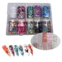 Butterfly & Flower Nail Stickers, Colorful Foil Transfer Decals for Fingernails & Toenails, 10 Count Roll, Paper Material, Salon Use