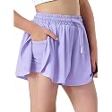 Butterfly Shorts Girls 2 in 1 Flowy Shorts with Pocket Athletic Skorts for Girls Running Tennis Skirts 2-14Y