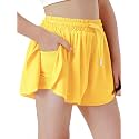 Butterfly Shorts Girls 2 in 1 Flowy Shorts with Pocket Athletic Skorts for Girls Running Tennis Skirts 2-14Y