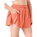 Butterfly Shorts Girls 2 in 1 Flowy Shorts with Pocket Athletic Skorts for Girls Running Tennis Skirts 2-14Y