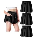 Butterfly Shorts Girls 2 in 1 Flowy Shorts with Pocket Athletic Skorts for Girls Running Tennis Skirts 2-14Y