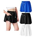 Butterfly Shorts Girls 2 in 1 Flowy Shorts with Pocket Athletic Skorts for Girls Running Tennis Skirts 2-14Y