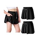 Butterfly Shorts Girls 2 in 1 Flowy Shorts with Pocket Athletic Skorts for Girls Running Tennis Skirts 2-14Y