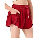 Butterfly Shorts Girls 2 in 1 Flowy Shorts with Pocket Athletic Skorts for Girls Running Tennis Skirts 2-14Y
