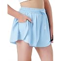 Butterfly Shorts Girls 2 in 1 Flowy Shorts with Pocket Athletic Skorts for Girls Running Tennis Skirts 2-14Y