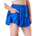 Butterfly Shorts Girls 2 in 1 Flowy Shorts with Pocket Athletic Skorts for Girls Running Tennis Skirts 2-14Y