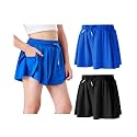 Butterfly Shorts Girls 2 in 1 Flowy Shorts with Pocket Athletic Skorts for Girls Running Tennis Skirts 2-14Y