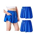 Butterfly Shorts Girls 2 in 1 Flowy Shorts with Pocket Athletic Skorts for Girls Running Tennis Skirts 2-14Y