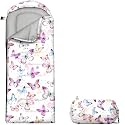 Butterfly Sleeping Bag for Girls,Kids Sleeping Bag for Camping-Lightweight Waterproof Warm Camping Bags, Portable Bags with Compression Outdoor Indoor 3 Seasons(Butterfly)