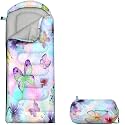 Butterfly Sleeping Bag for Girls,Kids Sleeping Bag for Camping-Lightweight Waterproof Warm Camping Bags, Portable Bags with Compression Outdoor Indoor 3 Seasons(Butterfly)